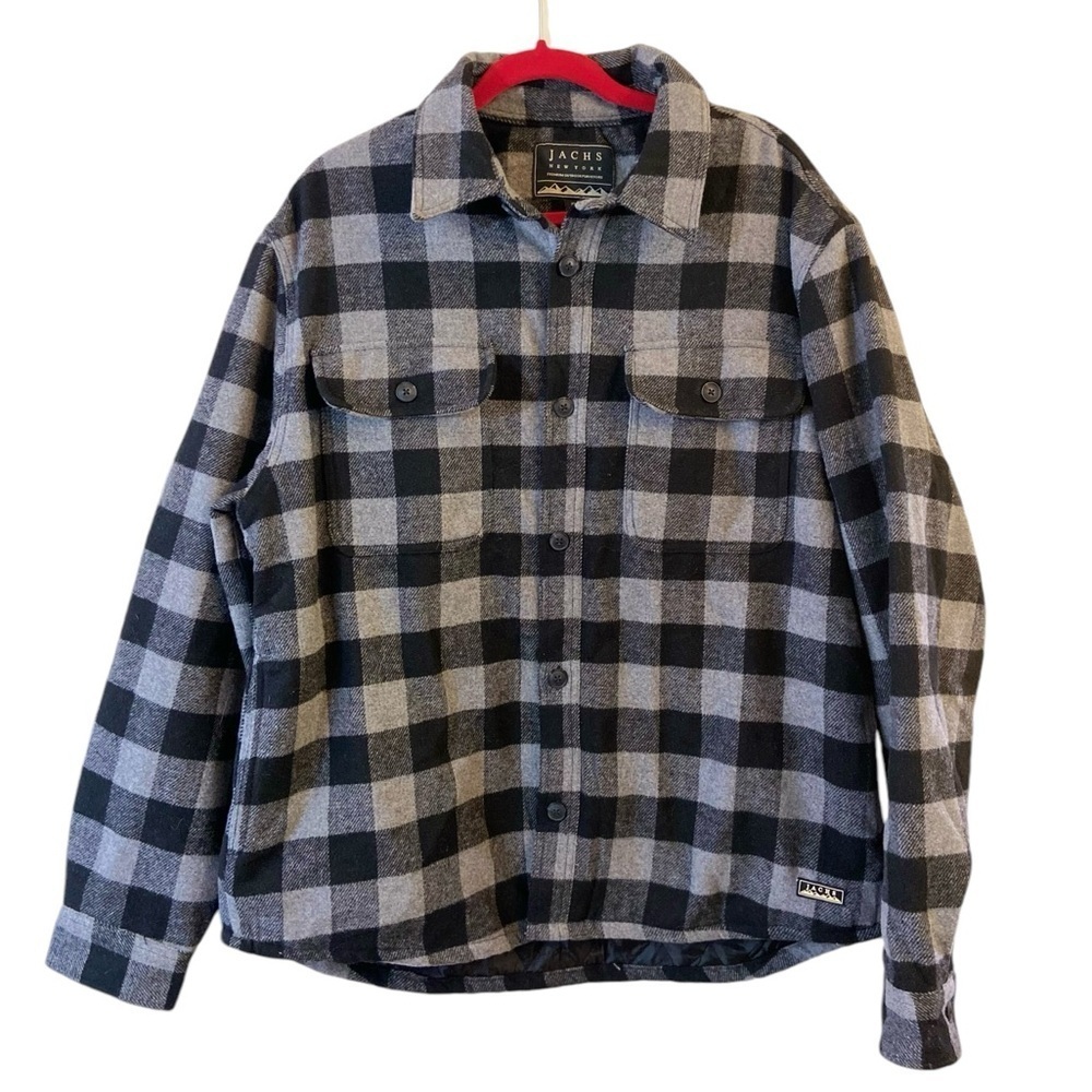 Jachs Black & Gray Plaid Lined Fleece Shacket